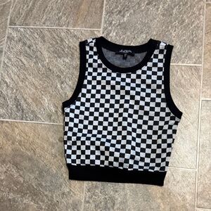 Checkered Black and White Sleeveless Top